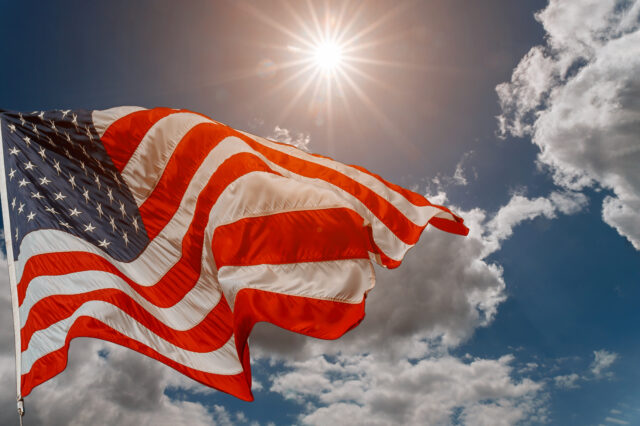 American flag waving in the wind