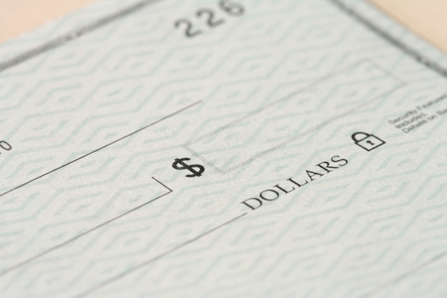 closeup of blank check