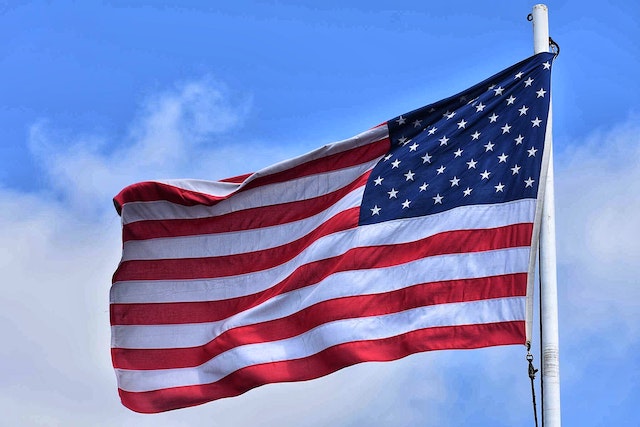 American flag waving in wind image