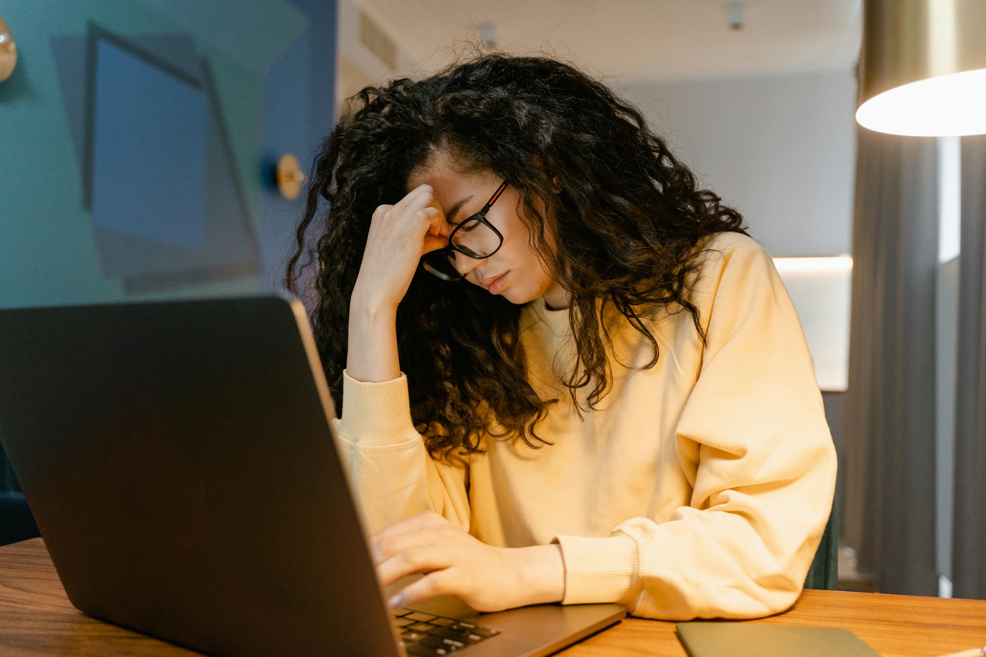 stressed woman at computer image